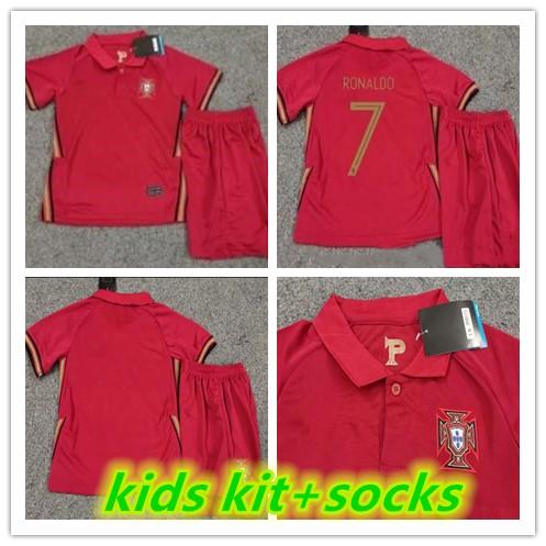 Portugal Soccer Jerseys 7 RONALDO youth boy Child 9 EDER 10 J.MARIO 3 PEPE 8 J.MOUTINHO home away Jersey2020 European Nations Cup Kids kit