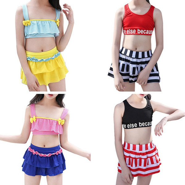 Children's Split Swimsuit Biquini Swimwear Skirts Girl Tankini Set Swimwear Two Pieces Swimming Suit Girls Kids Bathing Suit