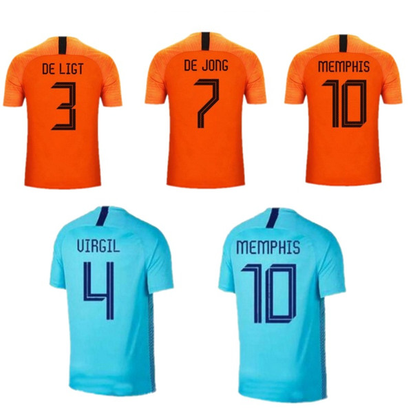 19 Nederland Soccer Jerseys Kids Kits Men Home away VIRGIL DE JONG Football Team Uniform camisa de futebol