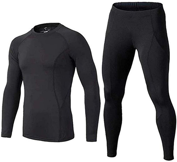 Boy's Long Sleeve Base Layer Compression Athletic Underwear Shirt Tights Top & Bottom Set