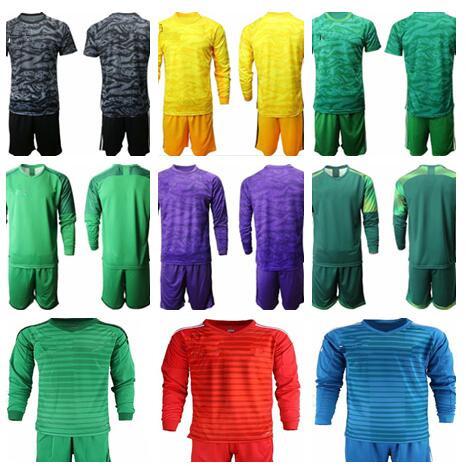 2019 Soccer Jerseys Goalkeeper Uniform Kit 19-20 Adult Men Goalie Blank T shirt Without Team Logo With Ad nk pm Long Sleeve Football Set