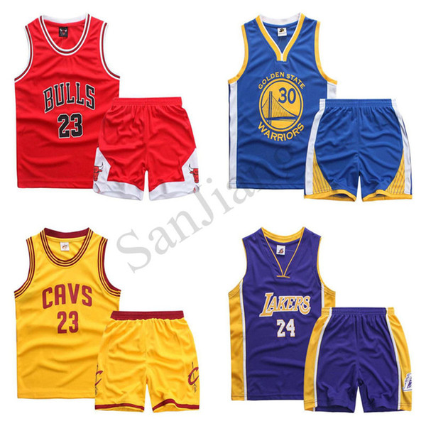 2020 Boys Girls Basketball Team Shorts Set Number Letters Teens Summer Two-piece Tracksuit Sweatsuit Sleeveless Vest Shorts Outfits D22001