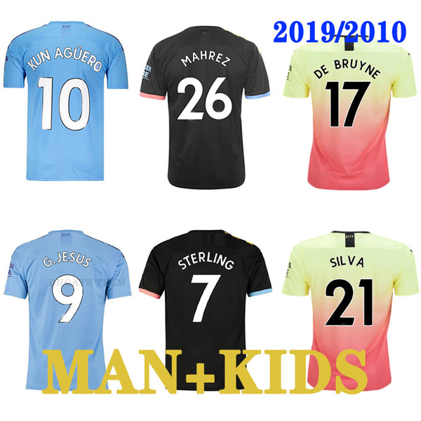 Thailand JESUS DE BRUYNE KUN AGUERO 19 20 manchester soccer jersey city 2019 2020 SANE jerseys football KIT shirt men+ kids sets uniform