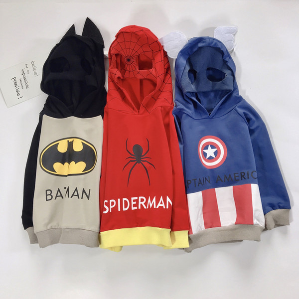 Captain America Batman Spider Man Baby Kids Clothing outdoor apparel spring autumn shirts Mask coat 2-8Y