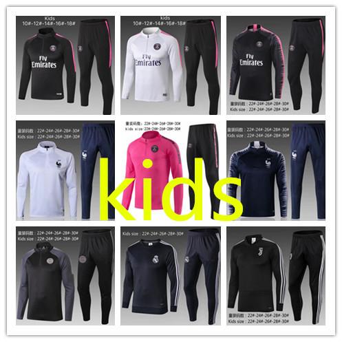 2018/19 survetement enfant PSG jordam tracksuit training suit mbappe kids Maillots de football kit Madrid ronaldo juventus soccer jacket