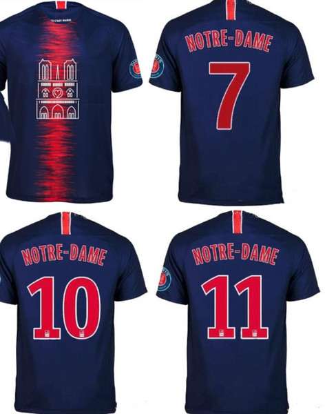 2019 psg notre dame soccer jerseys MBAPPE CAVANI NEYMAR JR DI MARIA NOTRE DAME football shirts 18 19 home uniforms maillot psg