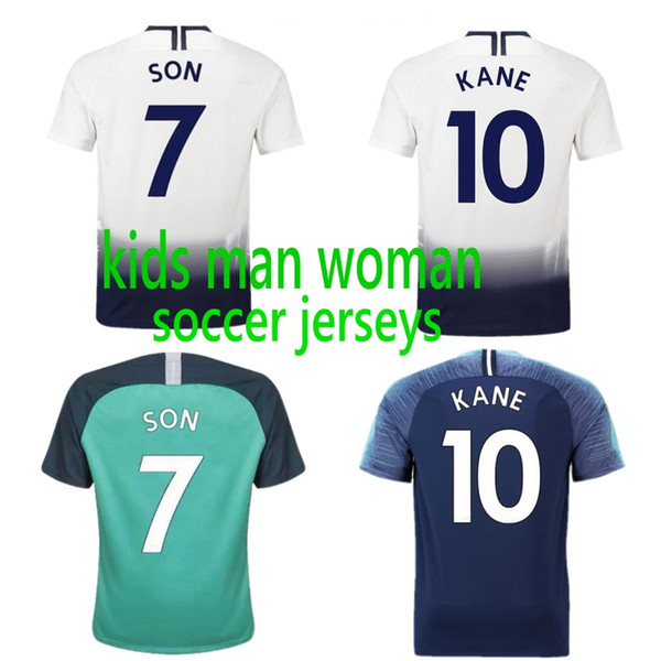 Kids Soccer Jerseys Top Thailand Quality Lilywhites 18 19 Short Sleeved Suit Jersey NO.7 KANE SON Customized Football Team Uniform