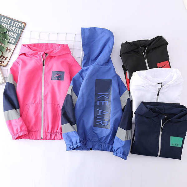 Children Clothes Designer Hoodies Teens Sports Hoodies Spring Thin Wind Jacket Outercoat Reflect Light Sleeve Jacket Wind Proof Clothing