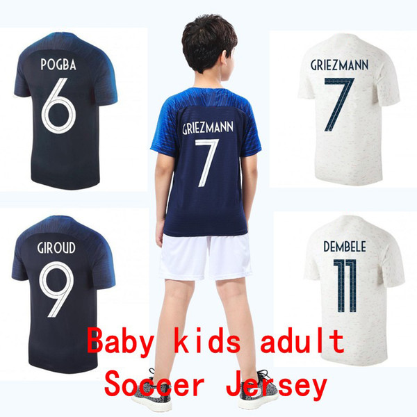 kids kit soccer jersey 2 Stars Maillot de Foot POGBA GIROUD MBAPPE 18 19 adult hoem away football jerseys