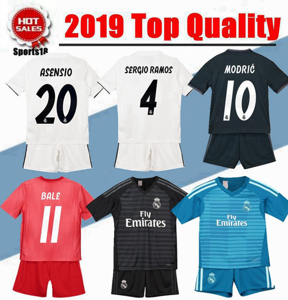 2019 kids kit Real madrid Goalkeeper soccer Jerseys New 18/19 youth boy VINICIUS JR Modric BALE RAMOS ISCO MODRIC football shirt