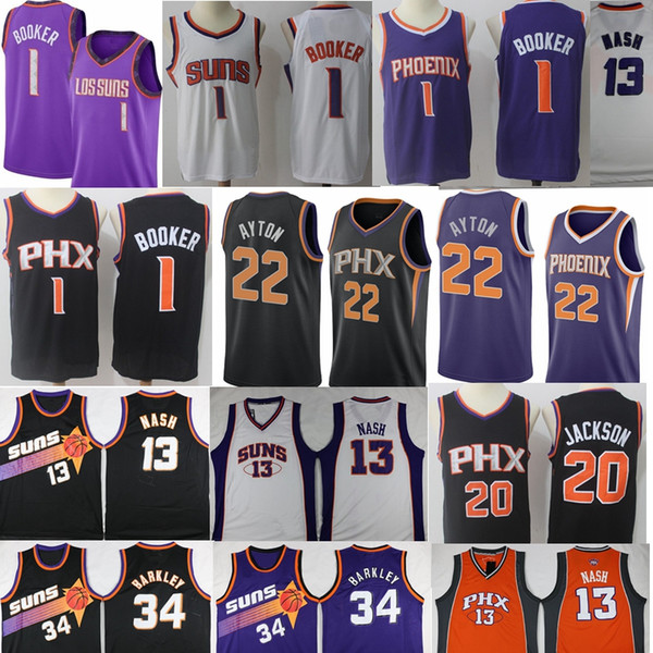 2019 New Season 1 Booker 22 Ayton Steve 13 Nash 34 Barkley 20 Jackson Charles 100% Stitched jerseys