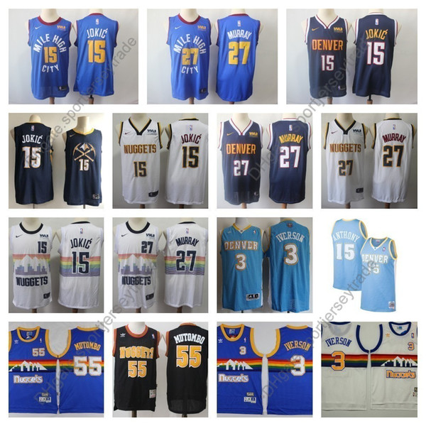 2019 Earned Mens #15 Denver Nikola Jokic Jamal Murray 27 Dikembe Mutombo 55 Nuggets Edition Basketball Jerseys Allen Iverson Carmelo Anthony