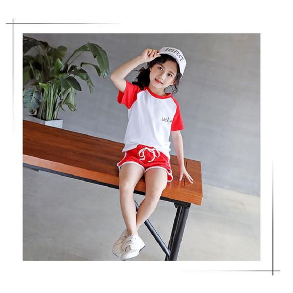 2019 new spring and summer casual wind cotton round neck short-sleeved shorts girls fashion sports suit