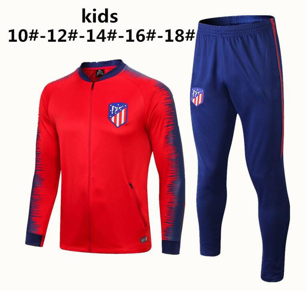 Top quality Atletico kids jacket training suit 18/19 GRIEZMANN FTORRES KOKE Madrid football jacket Long zipper soccer tracksuit