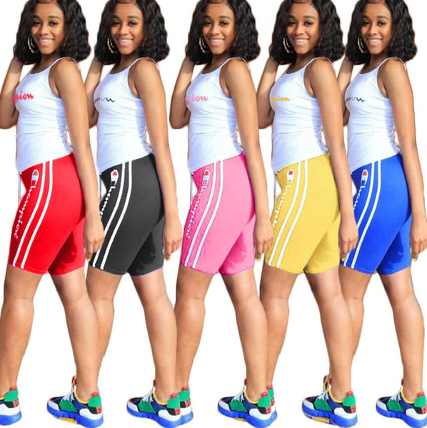 Women Outfits Pop C letter 2 Piece sport suit Sleeveless T-shirt Set Tracksuit tops shorts Clothing S-3XL tops+ shorts jogging pants AAA2254