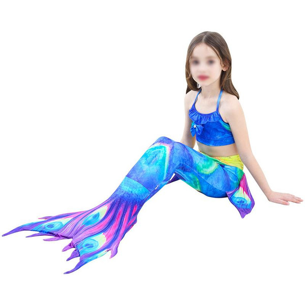 Children Mermaid Bikini 3 Pieces A Set Swimsuit Tail Mermaid Costume Bikini For Summer Sea Beach Girl Kid Child Swim Wear Suit