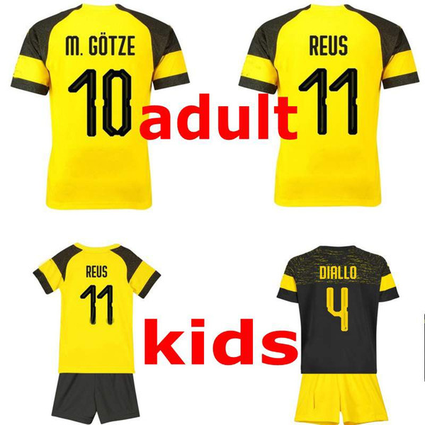 18 19 Thai version Dortmund jersey 10 M.GOTZE 11 REUS PHILIPP SANCHO Football kit shirt FOR men women kids baby Soccer Jersey