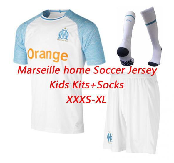 18 19 Olympique De Marseille Home Boys soccer jersey 2018 2019 OM Marseille maillot de foot PAYET PAYET GOMIS THAUVIN football shirt kids