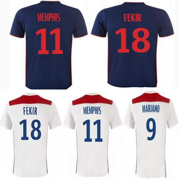 18 19 Maillot De Foot Olympique Lyonnais LYON MEMPHIS FEKIR Man Soccer Jersey thailand quality football shirt kits