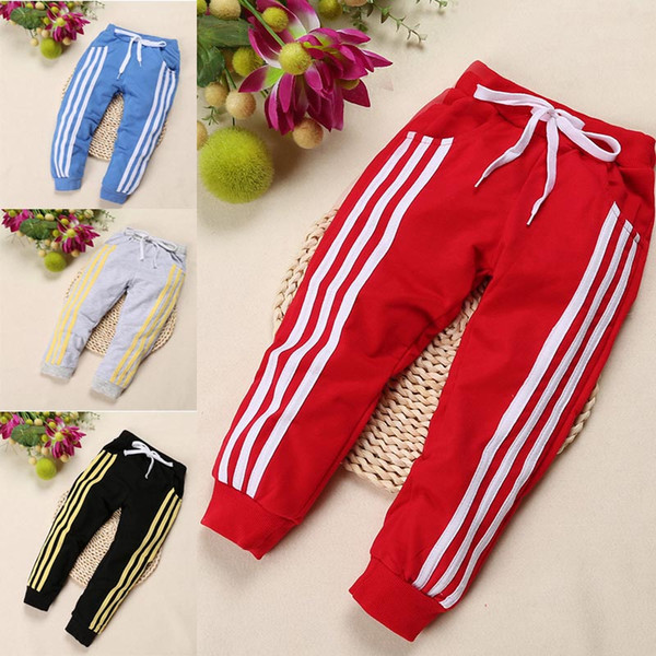 2019 three bar brace stripe children sports pants boy girl pants 4 color Casual sport trousers School Sportswear School uniform trousers C52