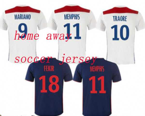 18 19 Maillot de foot Olympique soccer jersey Lyon football shirt TRAORE MEMPHIS FEKIR OL jersey shirts MAILLOT foot