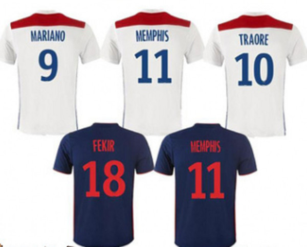 18 19 Maillot De Foot Soccer Jersey 2019 Lyon 8 AOUAR MAOLIDA Custom White Blue Orange Football Shirts