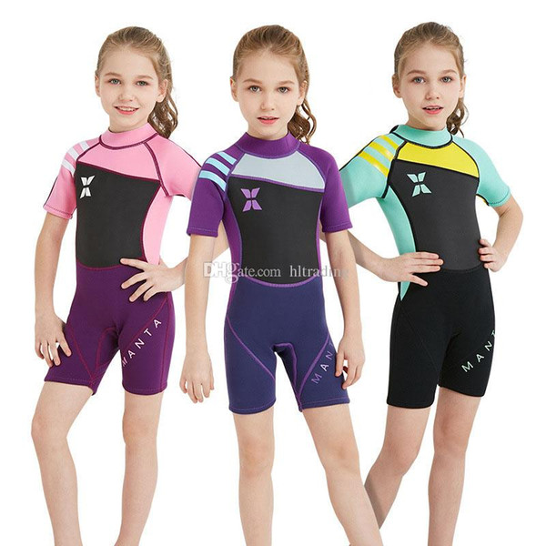 Summer Kids Jumpsuits Swimwears Diving Swimsuit 2.5mm Children boys Girls Surfing romper soft Comfortable baby Clothing 9 styles C5616