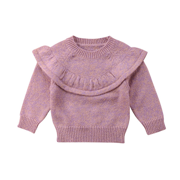 Winter Autumn Newborn Toddler Kids Baby Girls Sweater Pink Ruffle Knit Long Sleeve Sweatshirt Winter Jumper Top Clothes