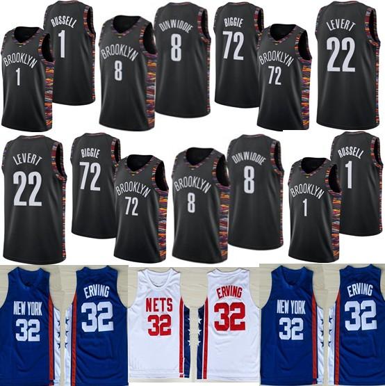 2019 New 22 LeVert Spencer 8 Dinwiddie 1 D'Angelo Russell 72 Biggie City version 100% Stitched jerseys