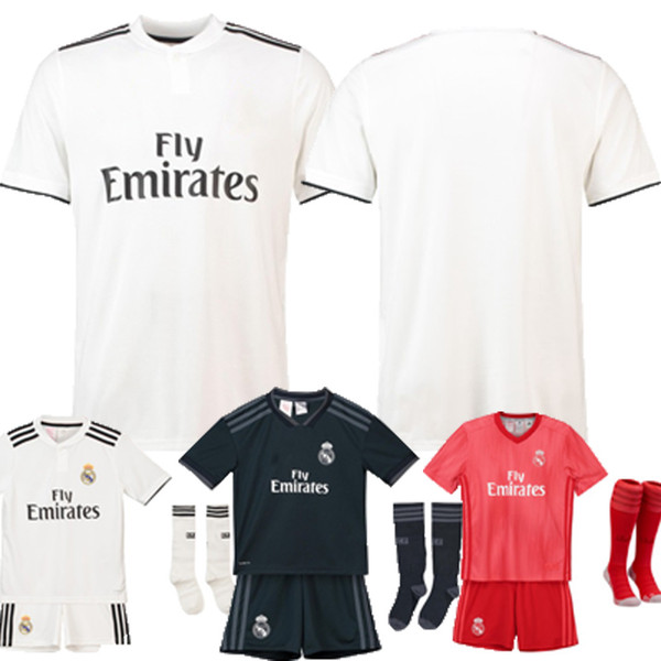 Real Madrid Soccer Jersey Home White Away 3rd Kids Kits Top Quality KROOS A.SENSIO BALE MARIANO Polyester Short Sleeve Football Shirts