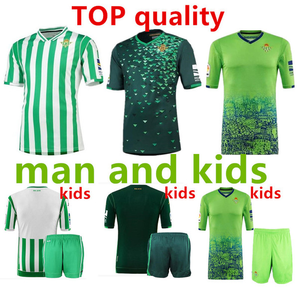 2018 19 REAL BETIS KIDS soccer jersey JOAQUIN 17 BARTRA 5 TELLO soccer jersey football MAN shirt kit camiseta futbol maillot de foot