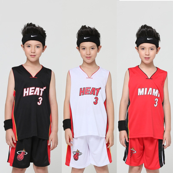 kids basketball jersey 3 heat jerseys maillot de basket Basketball Enfant