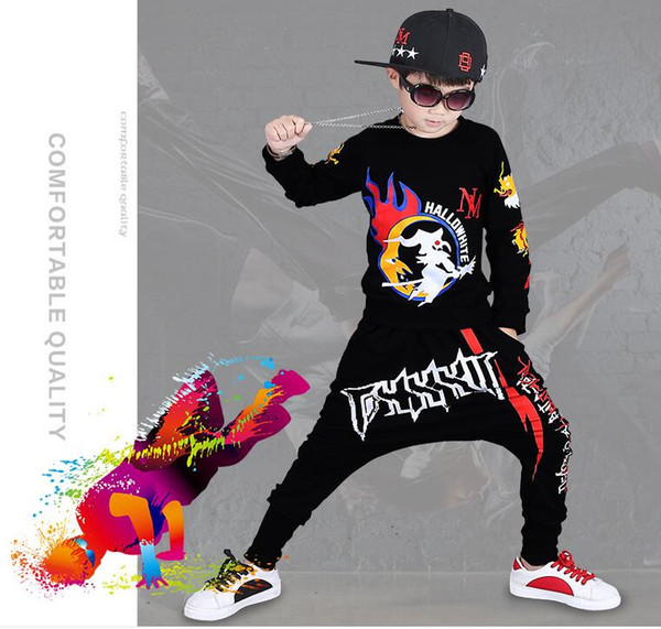 autumn Kids Clothing wear Korean version cuhk children's spring Jackets wear boys hip-hop hip-hop dance set children's hoodie two sets