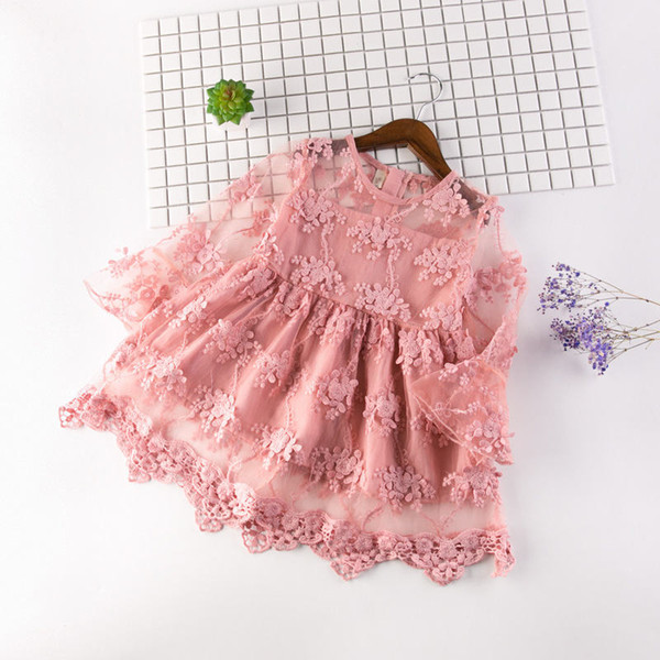 Baby girls wedding dresses summer children fashion mesh embroidery clothing dress for girl kid long sleeve princess party dress girl clothes