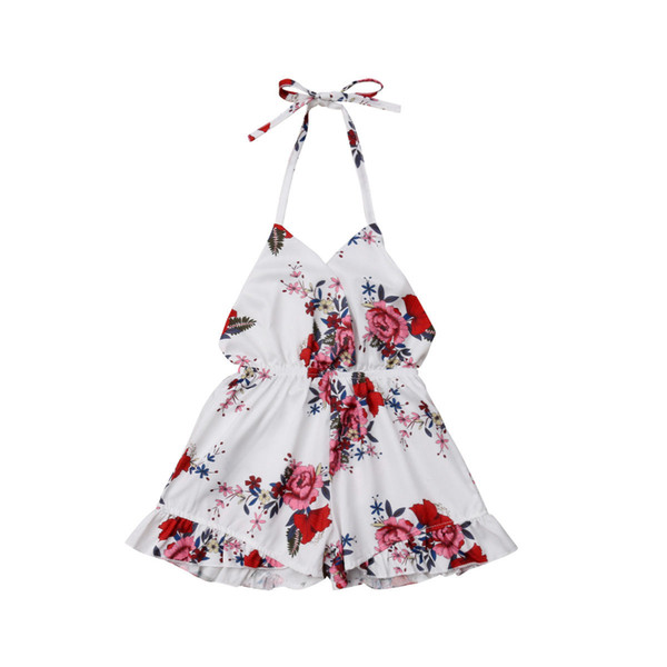 Newborn Baby Girl Floral Off Shoulder Rompers Playsuit Sunsuit Kids Toddler Strapless Summer Clothes Playsuit Jumpsuit 1-6T