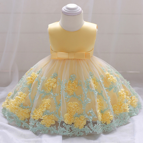 Girls Dress Little Princess Dress Christening Dresses Embroidered Bow Appliqued Birthday Party Wedding Performance Photography Clothing