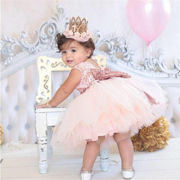 Princess Girl wear Sleeveless Bow Dress for 1 year birthday party Toddler Costume Summer for Events Occasion vestidos infant