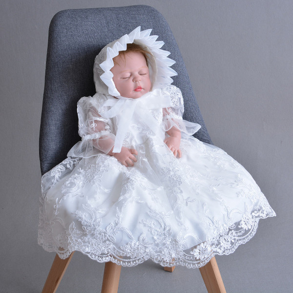 2019 New 1 Year Birthday Baby Girl Dresses For Baptism Infant Princess Lace Christening Gown Newborn Toddler Bebes Clothes