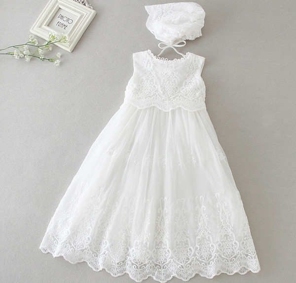 Long style kids wedding dress Newborn High Quality 0-2yrs 2pcs/set Girl Baptism Dress Christening Gown Baby Girls' party Infant Princess