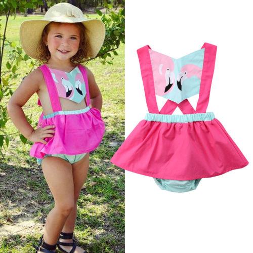 2018 New Toddler Swan Romper Dress Kids Baby Girls Backless Romper Bodysuit Infant Summer Fashion Jumpsuit Outfits Clothes