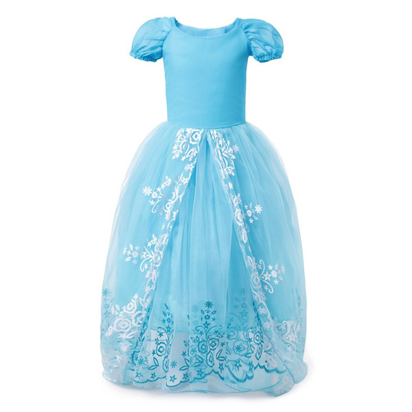 2018 Baby Girls Lace And Tulle Flower Girl Dresses For Wedding Blue Ball Gown Princess Girls Pageant Gowns Children Communion