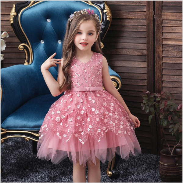 Mesh Irregular Christening Dresses for Toddlers Girls Tutu Princess Little Girls Firstday Party Dress fit Baby Child 0-5T