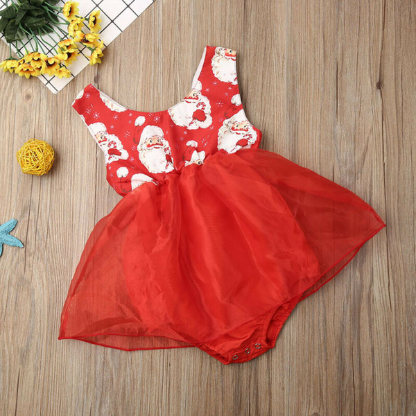 Brand Xmas Romper Dress Newborn Infant Baby Girl Christmas Santa Claus Jumpsuit Party Costume Clothes Outfit Jumpsuit
