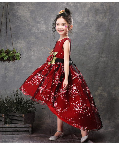 Girls Dress Little Princess Bubble Skirt Piano Performance Trailing Dress Christening Dresses Birthday Party Wedding Cat Walk