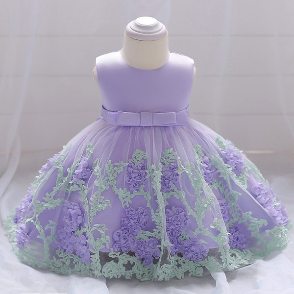 2019 children's dresses flowers mesh baby clothes baby years old wash wedding photography dress