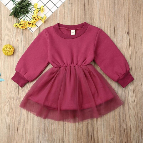 Autumn Toddler Baby Girls Clothes Long Sleeves Lace Tutu Dress Casual Dresses