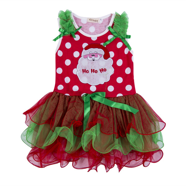 Baby Girl Clothes Dresses Christmas Dress Mini Lace Cute Sleeveless Santa Dresses