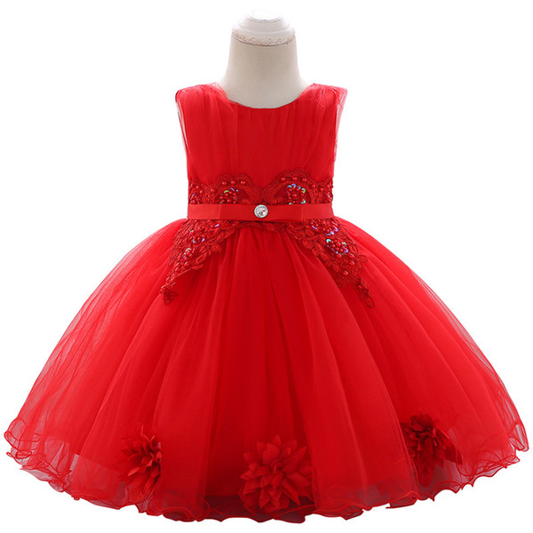 Children cross-border 2019 new wash dress sequined beaded embroidery baby princess dress decal wedding dress