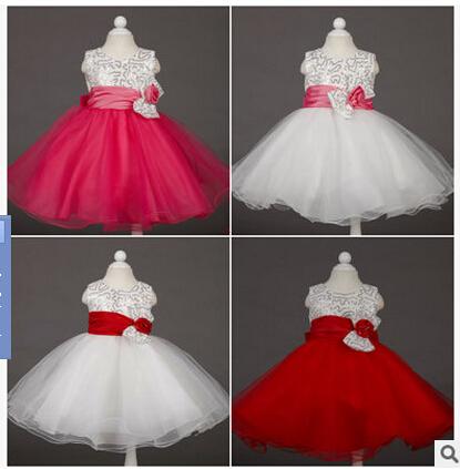 High Quality 2016 Elegant YIYI Flower Girl Dresses Sequined Bow Long Princess Party Pageant first communion dresses