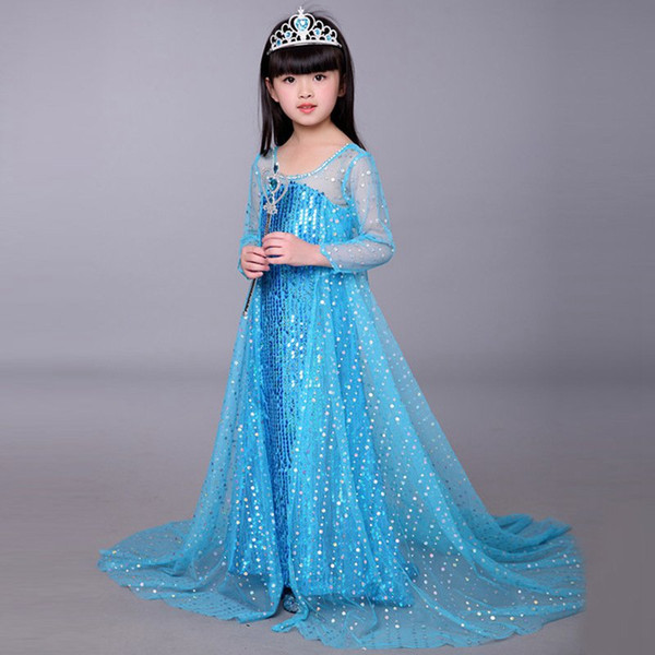 2 Colors Blue and Red Girl Cosplay Party Princess Costume Hallowmas Dresses Christmas Princess Dresses Kids Wedding Party Clothing